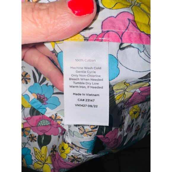 Talbots Bright Floral Button-Down Shirt L 100% Cotton Multi-Color Sustainable - Picture 11 of 11